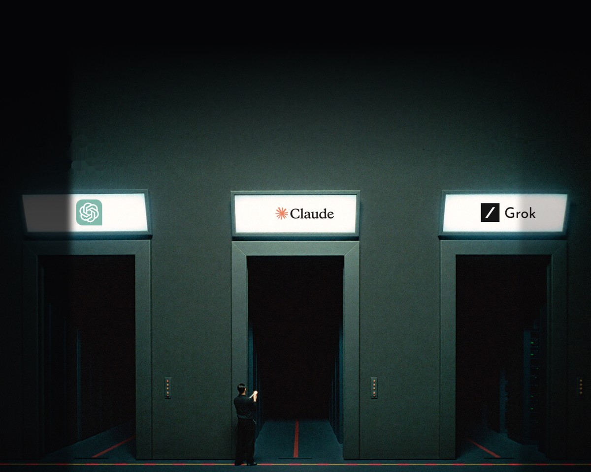 Illustration for the simultaneous AI outage story
