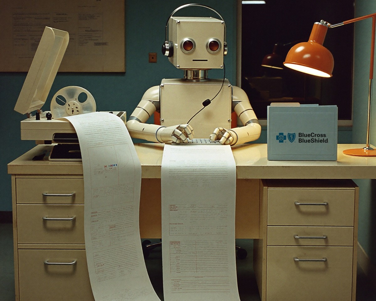 Illustration for the Blue Cross hospital AI billing story
