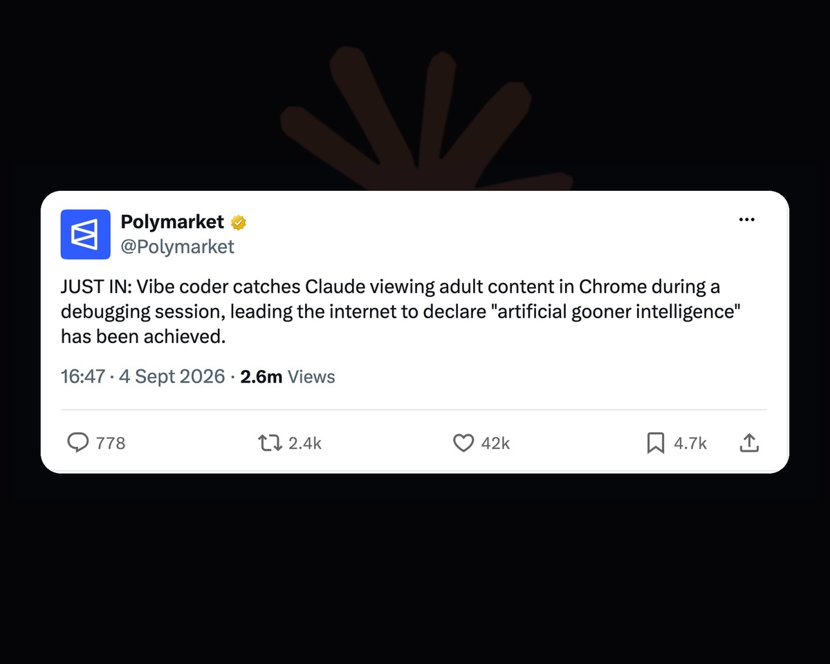 A social post about an AI agent viewing adult content, on a dark background