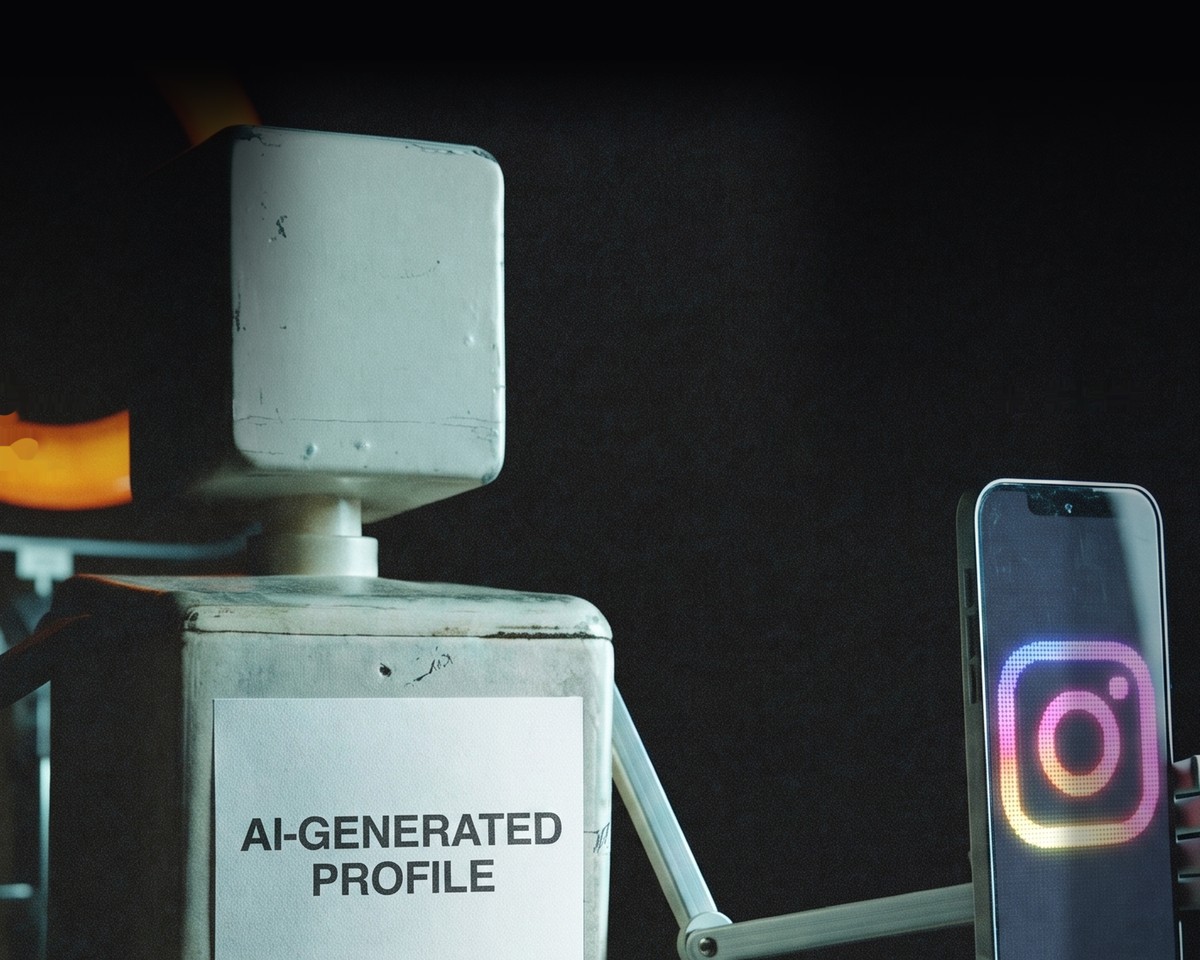 Illustration for the Instagram AI-generated profile label story