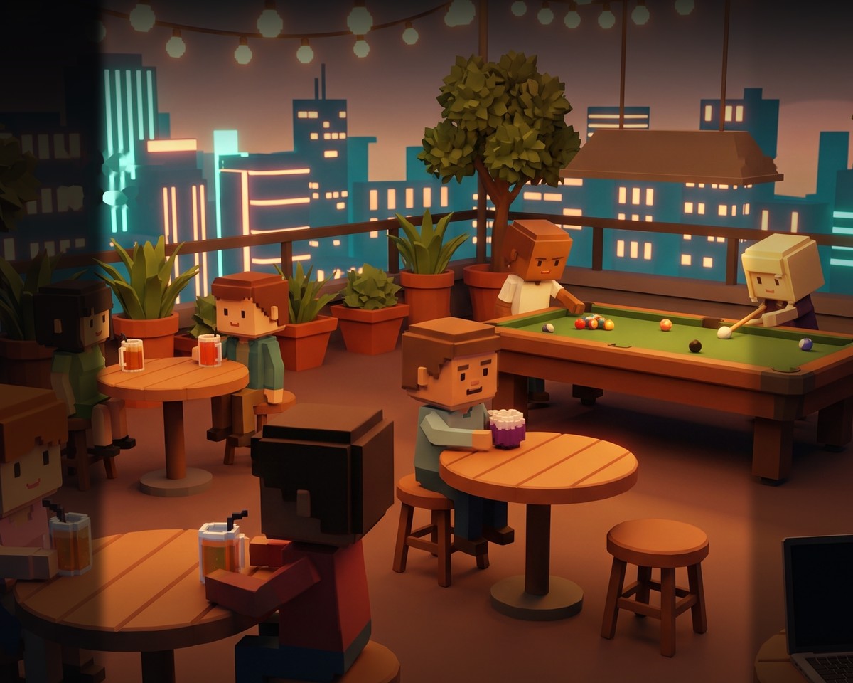 Illustration for the Rooftop.chat virtual lounge story