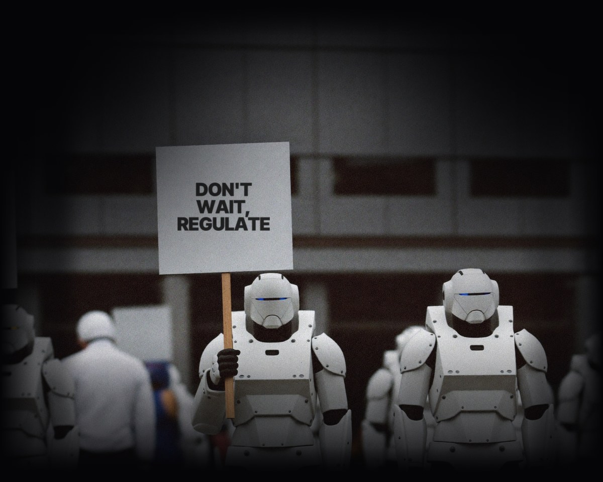 Illustration for the Warsaw robot protest story